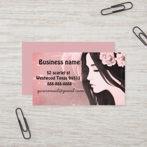 Asian Hair floral model Business Card