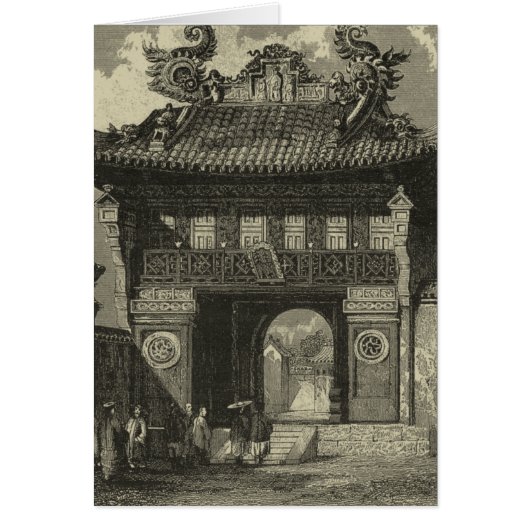Asian Imperial Temple in Black & White Cards (Front)