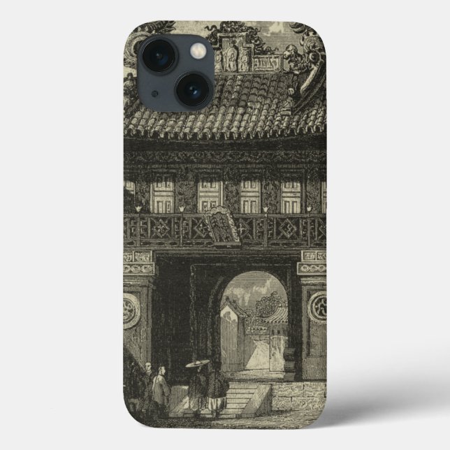 Asian Imperial Temple in Black & White Case-Mate iPhone Case (Back)