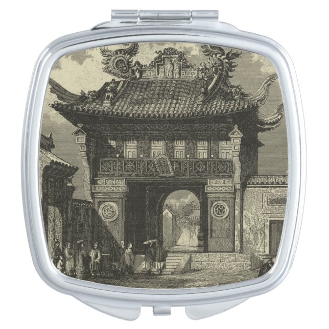 Asian Imperial Temple in Black & White Compact Mirror (Front)