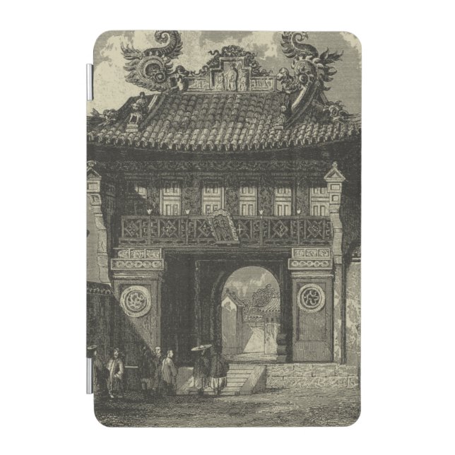 Asian Imperial Temple in Black & White iPad Mini Cover (Front)