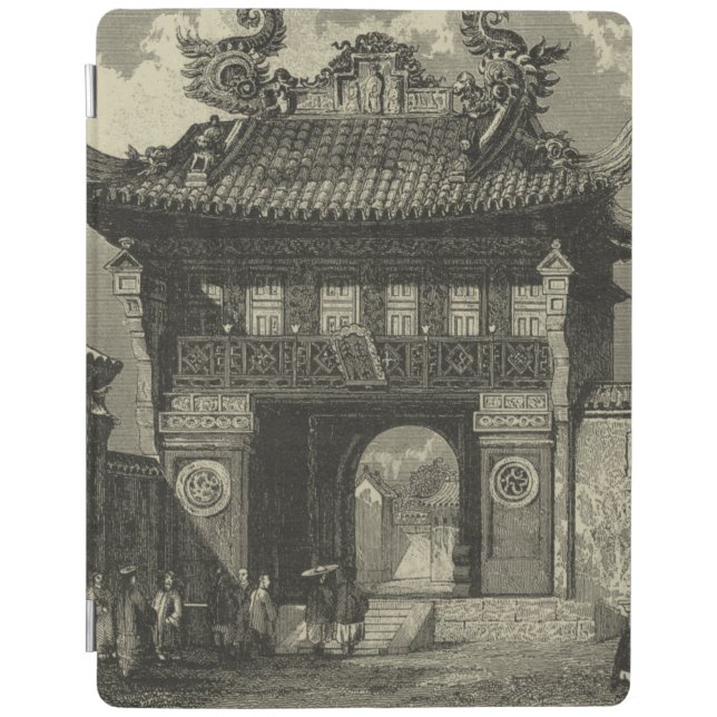 Asian Imperial Temple in Black & White iPad Smart Cover (Front)