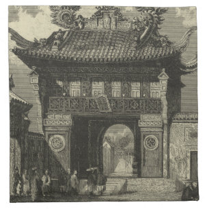 Asian Imperial Temple in Black & White Napkin