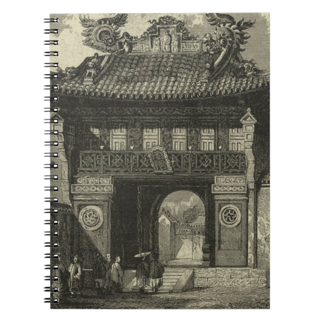 Asian Imperial Temple in Black & White Notebook (Front)