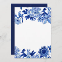 Asian Influence Blue White Floral 2 Blank Custom