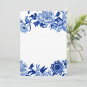 Asian Influence Blue White Floral 2 Blank Custom Invitation (Standing Front)