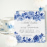 Asian Influence Blue White Floral Bridal Luncheon Invitation