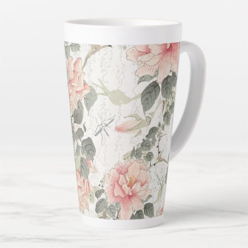 Asian Influence Blush Pink Peony Flowers Chinese Latte Mug