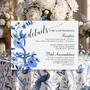 Asian Influence Chinoiserie Blue Wedding Details Enclosure Card