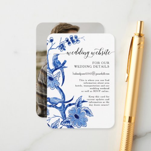 Asian Influence Chinoiserie Blue White Details Enclosure Card