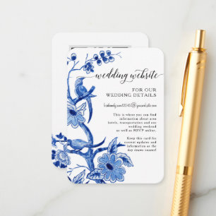 Asian Influence Chinoiserie Blue White QR Details Enclosure Card