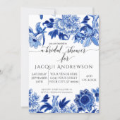 Asian Influence Light Blue Floral 3 Bridal Shower Invitation (Front)