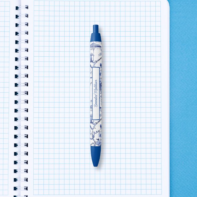 Asian Inspired Blue White Chinoiserie  Pen (Creator Uploaded)