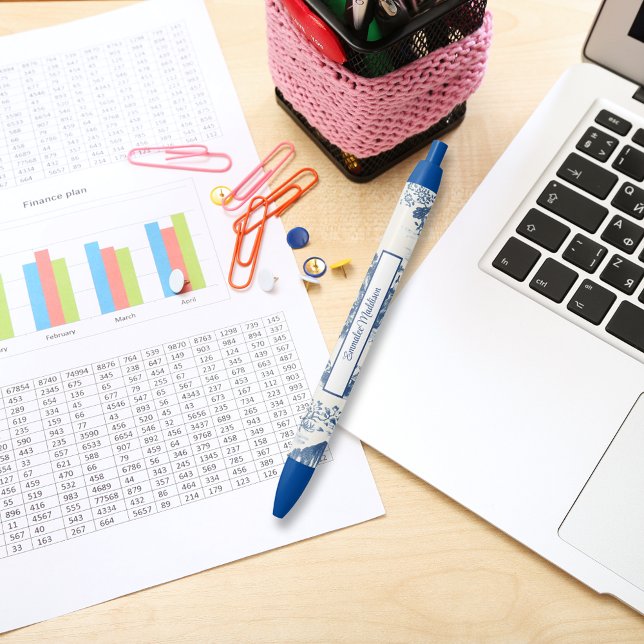 Asian Inspired Dark Blue White Chinoiserie  Pen (Creator Uploaded)