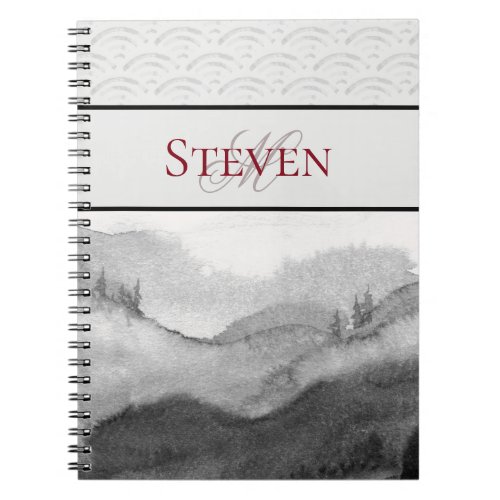 Asian Inspired Monochromatic Scenic Painting Notebook