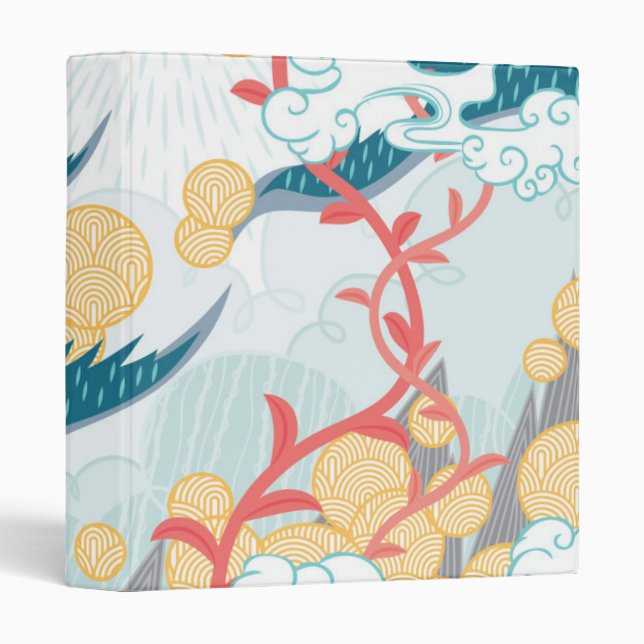 Asian Inspired Nature Pattern 3 Ring Binder (Front/Spine)