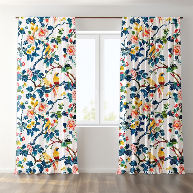 Asian-Inspired Pattern, Flowers and Birds Blackout Curtains (Creator Uploaded)