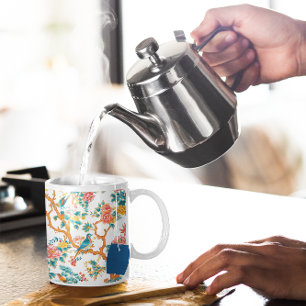 Asian-Inspired Patterns, Colorful Flowers Birds Coffee Mug
