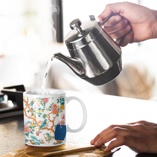 Asian-Inspired Patterns, Colorful Flowers Birds Coffee Mug (Creator Uploaded)