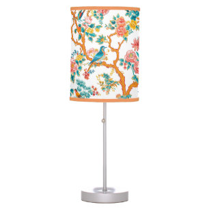 Asian-Inspired Patterns, Colorful Flowers Birds Table Lamp