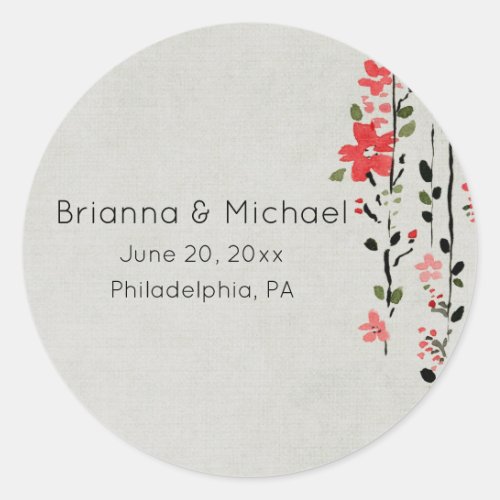 Asian_Inspired Red Floral Wedding Sticker