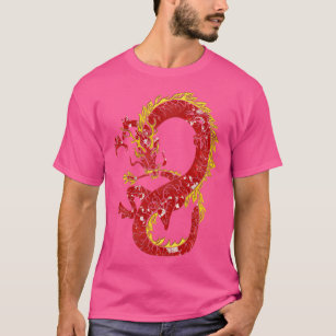 Asian Japanese Chinese Dragon In Red And Gold Desi T-Shirt