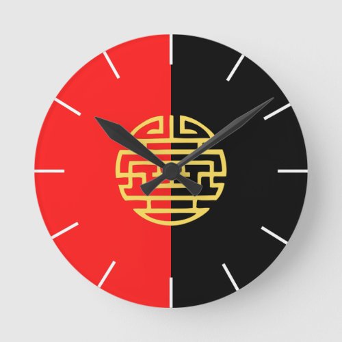 Asian japanese traditional black red yellow round clock