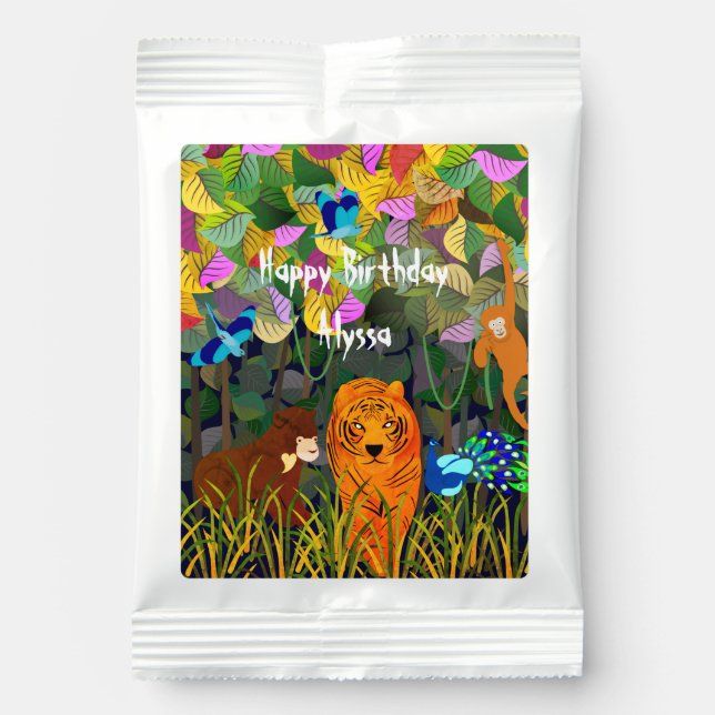 Asian Jungle Tiger Sun Bear Peacock Monkey Lemonade Drink Mix (Front)