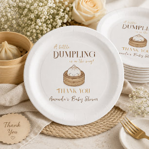 Asian Kawaii Dim Sum Little Dumpling Baby Shower Paper Plates