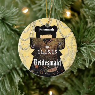 Asian Kimono Bridesmaid Cute Geisha Girl  Ceramic Ornament