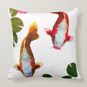 Asian Koi Fish Carp Fantasy Eastern Throw Pillow
