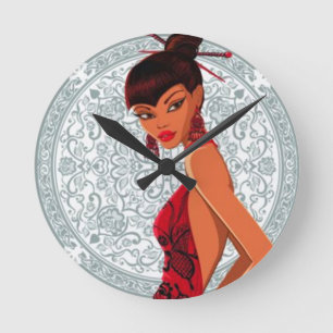Asian Lady in Kimono Wall Clock