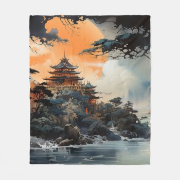 Asian Landscape Art Fleece Blanket by ErikaKai at Zazzle