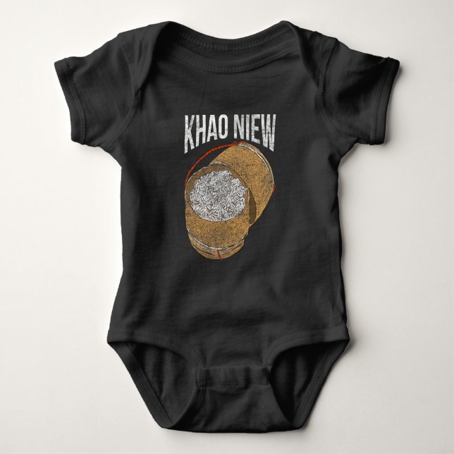 Asian Laos Thai Food Khao Niew Sticky Rice Baby Bodysuit (Front)