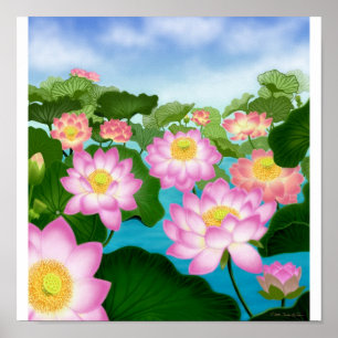 Asian Lotus Garden Poster