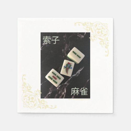 Asian mahjong napkin with bamboo 