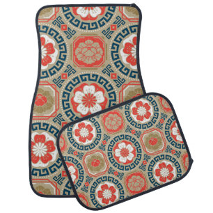 Asian Motive: Elegant Geometric Design Car Floor Mat
