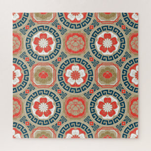 Asian Motive: Elegant Geometric Design Jigsaw Puzzle