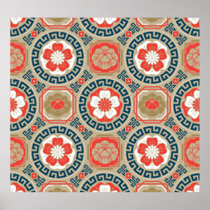 Asian Motive: Elegant Geometric Design Poster