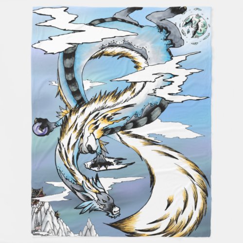 Asian Mystic Dragon Fleece Blanket
