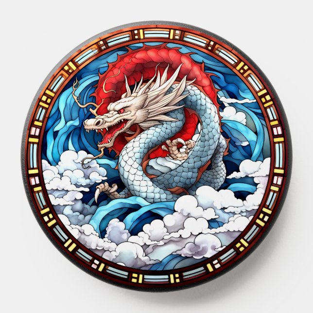 Asian Mythical Dragon in Red and Blue PopSocket (Popsocket)