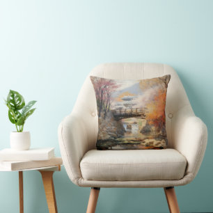 Asian Nature Landscape Throw Pillow