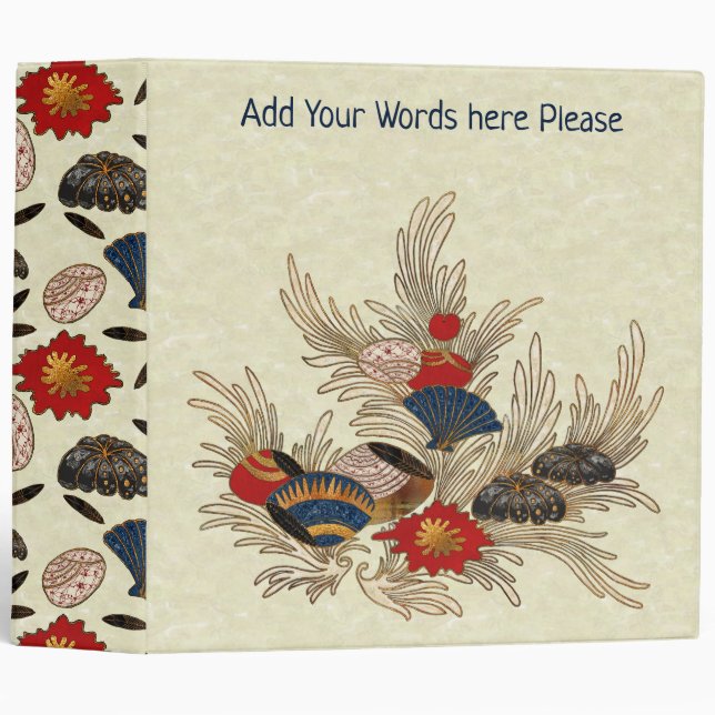 Asian Ocean Deco 3 Ring Binder (Front/Spine)