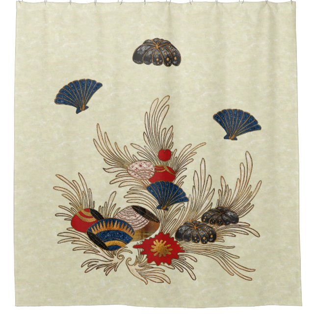 Asian Ocean Deco Shower Curtain (Front)