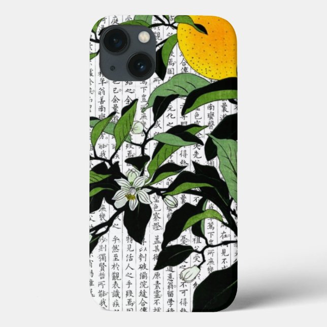 Asian Orange Blossoms on Kanji Background Case-Mate iPhone Case (Back)