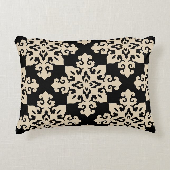 Asian Ornamental Motive Geometric Pattern Accent Pillow (Front)