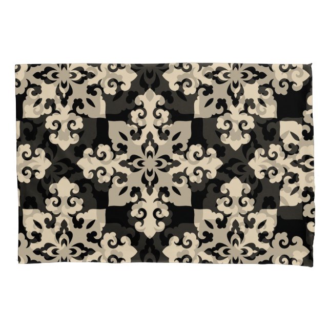 Asian Ornamental Motive Geometric Pattern Pillow Case (Front)