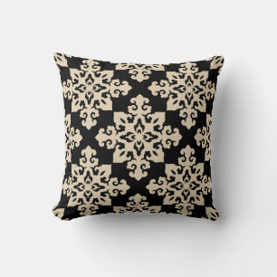 Asian Ornamental Motive Geometric Pattern Throw Pillow