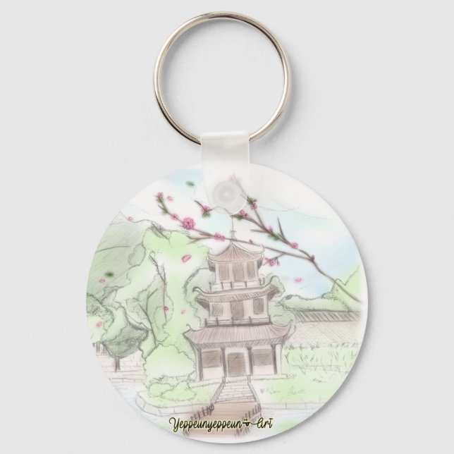 Asian Pagoda Keychain (Front)