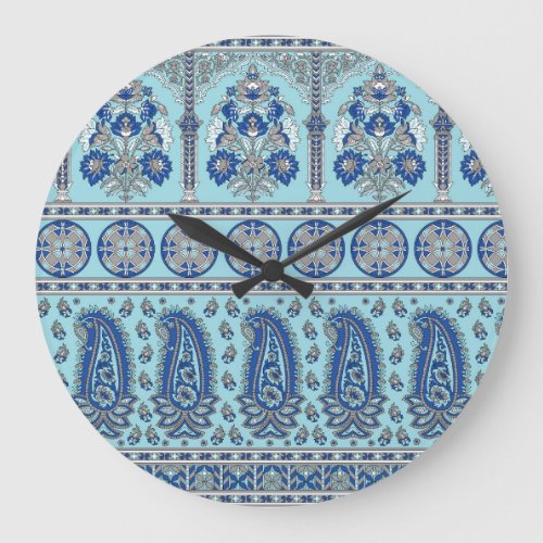 Asian Paisley Border Traditional Design Large Clock
